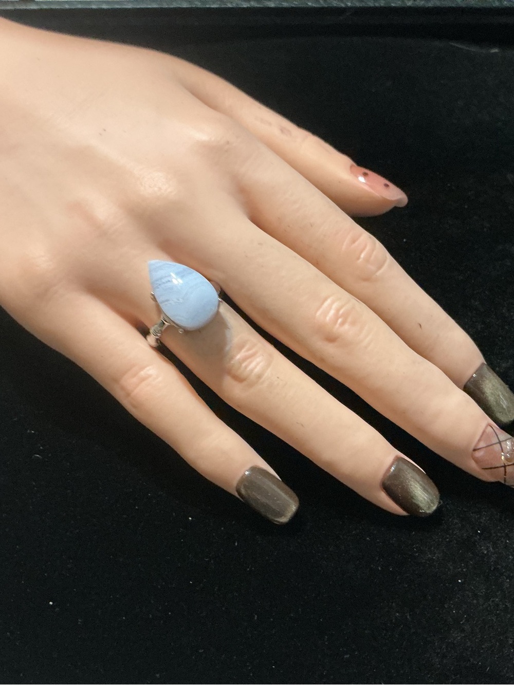 Adjust. Tear drop Blue Lace Agate